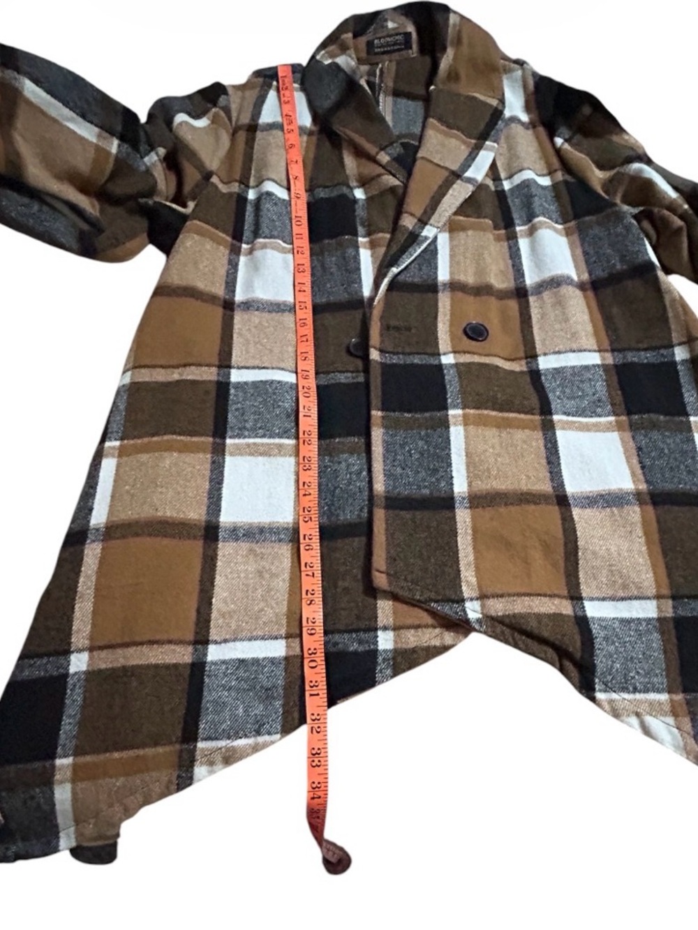 Bloomchic Plus 14-16 Plaid Belted Shawl Collar Cardigan Brown/Black/Cream NWOT - Picture 8 of 15